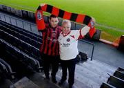 8 December 2004; Bohemians new signing Des Byrne, left, with Des Kelly of Des Kelly Interiors at the announcement of his signing and a new two year contract with Des Kelly Interiors. Dalymount Park, Dublin. Picture credit; Brian Lawless / SPORTSFILE
