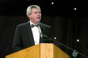 4 December 2004; Broadcaster and one of the MC's for the evening, Michael Lyster, speaking at the 2004 Camogie All-Star Awards. Citywest Hotel, Dublin. Picture credit; Brendan Moran / SPORTSFILE