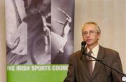 7 December 2004; John Treacy, Chief Executive, Irish Sports Council, speaking at the Irish Sports Council Awards. Conrad Hotel, Dublin. Picture credit; Brendan Moran / SPORTSFILE