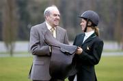 9 December 2004; Senior International rider Nicola FitzGibbon and founding member Billy McCully with &quot;Euphoria&quot; at the launch of 'Celebrating 50 Years of Showjumping' a publication to celebrate the showjumping Association of Ireland's 50 Years in existence. K Club, Co. Kildare. Picture credit; Damien Eagers / SPORTSFILE