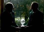 14 December 2004; Denis Kane, left, Chief Executive Druids Glen Golf Resort, and Eamonn Darcy, Touring Professional, Druids Glen, at the presentation of European Golf Resort of the Year Trophy to Druids Glen Golf Resort from the International Association Golf Tour Operators. Shelbourne Hotel, Dublin. Picture Credit; David Maher / SPORTSFILE