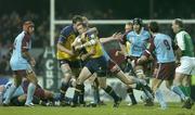 10 December 2004; Guy Easterby, Leinster, is tackled by Anthony Forest, Bourgoin. Heineken European Cup 2004-2005, Pool 2, Round 4, Bourgoin v Leinster, Bourgoin-Jailleau, France. Picture credit; Brendan Moran / SPORTSFILE