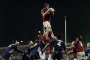 11 December 2004; Paul O'Connell, Munster wins the ball in the lineout. Heineken European Cup 2004-2005, Pool 4, Round 4, Munster v Castres Olympique, Thomond Park, Limerick. Picture credit; Damien Eagers / SPORTSFILE