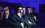 10 November 2013; Dublin footballers, including Cian O'Sullivan, watch a re-run of the GAA Football All-Ireland Senior Championship Final 2013 on the big screen during the Dublin senior football medal presentation banquet. National Convention Centre, Spencer Dock, North Wall Quay, Dublin. Picture credit: Ray McManus / SPORTSFILE