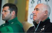 11 November 2013; Ireland team manager Michael Kearney and Mike Ross during a press conference ahead of their Guinness Series International match against Australia on Saturday. Ireland Rugby Squad Press Conference, Carton House, Maynooth, Co. Kildare. Picture credit: Ramsey Cardy / SPORTSFILE