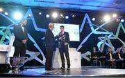 8 November 2013; Clare's Tony Kelly is interviewed by MC Michael Lyster after receiving the 2013 GAA GPA Hurler of the Year award, sponsored by Opel. GAA GPA All-Star Awards 2013 Sponsored by Opel, Croke Park, Dublin Picture credit: Brendan Moran / SPORTSFILE