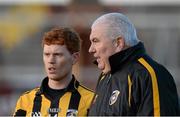 10 November 2013; Joe Kernan, Crossmaglen Rangers manager, and Kyle Carragher. AIB Ulster Senior Club Football Championship, Quarter-Final Replay, Kilcoo Owen Roes, Down v Crossmaglen Rangers, Armagh. Athletic Grounds, Armagh. Picture credit: Oliver McVeigh / SPORTSFILE