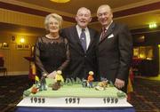 21 December 2004; Christy O'Connor with his wife Mary and nephew Christy O'ConnorJnr at a surprise 80th birthday party in the  Citywest Hotel, Dublin. Picture credit; Damien Eagers / SPORTSFILE
