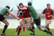 27 December 2004; Stephen Keogh, Munster, in action against Christian Short, left and Andrew Farley, Connacht. Celtic League 2004-2005, Pool 1, Connacht v Munster, Sportsground, Galway. Picture credit; David Maher / SPORTSFILE