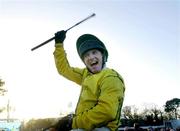 28 December 2004; A delighted Paul Carberry celebrates after winning the Lexus Steeplechase on Beef or Salmon. Leopardstown Racecourse, Dublin. Picture credit; Matt Browne / SPORTSFILE