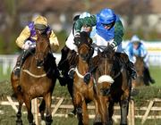 29 December 2004; Macs Joy, with Barry Geraghty up, races clear of second place Brave Inca, left, with Barry Cash, and third place Hardy Eustace with Conor O'Dwyer, centre, on their way to winning the Bewleys Hotels December Festival Hurdle. Leopardstown Racecourse, Dublin. Picture credit; Matt Browne / SPORTSFILE