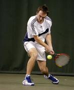 31 December 2004; Britain's Matthew Smith in action during the David Lloyd Riverview National Indoor Championships. Men's Singles Final, Eoin Heavey.v.Matthew Smith, David Lloyd Riverview Fitness Club, Clonskeagh, Dublin. Picture credit; Brian Lawless / SPORTSFILE