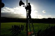 2 January 2005; Sean Kenna from Kilcoole, Wicklow, erects loudspeakers before the O'Byrne Cup match between Wicklow and Dublin at County Grounds in Aughrim, Wicklow. Photo by David Maher/Sportsfile