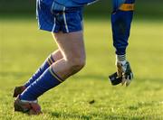 2 January 2005; Ian Burke, Wicklow goalkeeper, kicks the ball off a kicking tee for a kickout during the game. O'Byrne Cup, Wicklow v Dublin, County Grounds, Aughrim, Co. Wicklow. Picture credit: David Maher / SPORTSFILE