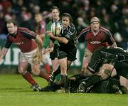 18 December 2004; Jason Spice, The Ospreys, gets the ball away to his out-half. Celtic League 2004-2005, Munster v Neath Swansea Ospreys, Musgrave Park, Cork. Picture credit; Brendan Moran / SPORTSFILE