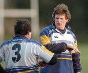 5 January 2005; Malcom O'Kelly in conversation with team-mate Reggie Corrigan, 3, during Leinster Rugby squad training. Old Belvedere Rugby Club, Anglesea Road, Dublin. Picture credit; Pat Murphy / SPORTSFILE