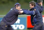 5 January 2005; Aidan McCullen, left, and Gordon D'Arcy warm up before Leinster Rugby squad training. Old Belvedere Rugby Club, Anglesea Road, Dublin. Picture credit; Pat Murphy / SPORTSFILE