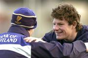 5 January 2005; Malcolm O'Kelly in jovial mood with team-mate Briam O'Meara during Leinster Rugby squad training. Old Belvedere Rugby Club, Anglesea Road, Dublin. Picture credit; David Levingstone / SPORTSFILE