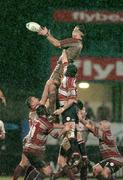 7 January 2005; Matt McCullough, Ulster, wins possession in the lineout against Nick Wood, Gloucester. Heineken European Cup 2004-2005, Round 5, Pool 6, Ulster v Gloucester, Ravenhill, Belfast. Picture credit; Matt Browne / SPORTSFILE