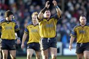 8 January 2005; Reggie Corrigan, Leinster, applauds the Leinster fans at the end of the match. Heineken European Cup 2004-2005, Round 5, Pool 2, Bath v Leinster, The Recreation Ground, Bath, England. Picture credit; Damien Eagers / SPORTSFILE
