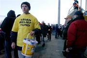 8 January 2005; Volunteers collect donations for the victims of the Asian Tsunami disaster before the game. Heineken European Cup 2004-2005, Round 5, Pool 4, Munster v Neath-Swansea Ospreys, Thomond Park, Limerick. Picture credit; Brendan Moran / SPORTSFILE