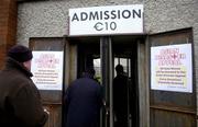 9 January 2005; Patrons attending the match pay at the turnstiles. O'Byrne Cup, Quarter-Final, Kildare v Meath, St. Conleth's Park, Newbridge, Co. Kildare. Picture credit; Ray McManus / SPORTSFILE