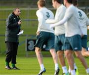 13 November 2013; Republic of Ireland manager Martin O'Neill during squad training ahead of their Three International Friendly match against Latvia on Friday. Republic of Ireland Squad Training, Gannon Park, Malahide, Co. Dublin. Picture credit: David Maher / SPORTSFILE