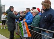 13 November 2013; Republic of Ireland assistant manager Roy Keane signs autographs for supporters, at the end of squad training, ahead of their Three International Friendly match against Latvia on Friday. Republic of Ireland Squad Training, Gannon Park, Malahide, Co. Dublin. Picture credit: David Maher / SPORTSFILE