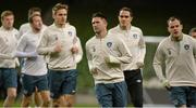 14 November 2013; Republic of Ireland captain Robbie Keane and team-mates, including Kevin Doyle, Joey O'Brien and Anthony Stokes, during squad training ahead of their Three International Friendly match against Latvia on Friday. Republic of Ireland Squad Training, Aviva Stadium, Lansdowne Road, Dublin. Picture credit: Matt Browne / SPORTSFILE