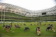 15 November 2013; Australia players stretch during the captain's run ahead of their Guinness Series International match against Ireland on Saturday. Australia Rugby Squad Captain's Run, Aviva Stadium, Lansdowne Road, Dublin. Picture credit: Stephen McCarthy / SPORTSFILE