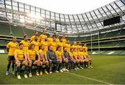 15 November 2013; Australia players pose for a squad photograph before their captain's run ahead of their Guinness Series International match against Ireland on Saturday. Australia Rugby Squad Captain's Run, Aviva Stadium, Lansdowne Road, Dublin. Picture credit: Stephen McCarthy / SPORTSFILE