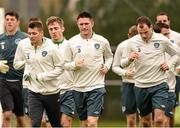 16 November 2013; Republic of Ireland's Wes Hoolahan, left, Robbie Keane, and Anthony Stokes, right, during squad training ahead of their friendly international match against Poland on Tuesday. Republic of Ireland Squad Training, Gannon Park, Malahide, Co. Dublin. Photo by Sportsfile