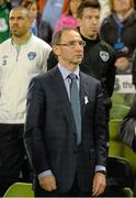 15 November 2013; Republic of Ireland manager Martin O'Neill during the national anthem. Three International Friendly, Republic of Ireland v Latvia, Aviva Stadium, Lansdowne Road, Dublin. Picture credit: David Maher / SPORTSFILE