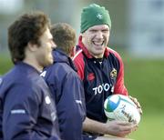 11 January 2005; Paul O'Connell in jovial mood during Munster Rugby squad training. Thomond Park, Limerick. Picture credit; Matt Browne / SPORTSFILE