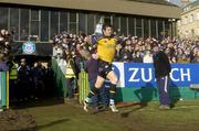 8 January 2005; Shane Horgan, Leinster runs onto the pitch. Heineken European Cup 2004-2005, Round 5, Pool 2, Bath v Leinster, The Recreation Ground, Bath, England. Picture credit; Damien Eagers / SPORTSFILE