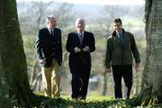 13 January 2005; The Minister of Environment, Heritage and Local Government, Mr. Dick Roche, TD, with Denis Kane, Chief Executive, Druid's Glen, left, and David Rees, right, Bachelor of Science on Zoology and qualified in Conservation Management, at the Druids Glen Golf Resort, recently voted European Golf Resort of the Year 2005, where the creation of a wild bird sanctuary on the 400 acre Estate was announced. Druids Glen Golf Resort, Co. Wicklow. Picture credit; Brendan Moran / SPORTSFILE