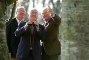 13 January 2005; The Minister of Environment, Heritage and Local Government, Mr. Dick Roche, TD, with Denis Kane, Chief Executive, Druid's Glen, left, and Derek Mulrooney, Project Manager, right, at the Druids Glen Golf Resort, recently voted European Golf Resort of the Year 2005, where the creation of a wild bird sanctuary on the 400 acre Estate was announced. Druids Glen Golf Resort, Co. Wicklow. Picture credit; Brendan Moran / SPORTSFILE
