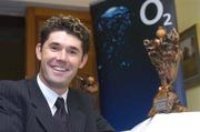 13 January 2005; Padraig Harrington the 'Professional Golfer of the Year 2004' pictured with his trophy at the O2 Golf Writers of Ireland awards dinner. Elm Park Golf Club, Dublin. Picture credit; Matt Browne / SPORTSFILE