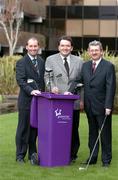 14 January 2005; Andy Stubbs, left, Managing Director of the European Seniors Tour, Steve Cowman, centre, Chief Executive of Greenstar and Billy Andrews, General Manager of AIB, at the announcement that Greenstar are the new associate sponsor of the 2005 AIB Irish Seniors Open. AIB Bank Centre, Ballsbridge, Dublin. Picture credit; David Maher / SPORTSFILE