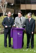 14 January 2005; Andy Stubbs, left, Managing Director of the European Seniors Tour, Steve Cowman, centre, Chief Executive of Greenstar and Billy Andrews, General Manager of AIB,  at the announcement that Greenstar are the new associate sponsor of the 2005 AIB Irish Seniors Open. AIB Bank Centre, Ballsbridge, Dublin. Picture credit; David Maher / SPORTSFILE