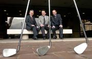 14 January 2005; Billy Andrews, left, General Manager of AIB, Steve Cowman, centre, Chief Executive of Greenstar and Andy Stubbs, Managing Director of the European Seniors Tour, at the announcement that Greenstar are the new associate sponsor of the 2005 AIB Irish Seniors Open. AIB Bank Centre, Ballsbridge, Dublin. Picture credit; David Maher / SPORTSFILE