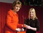 14 January 2005; President Mary McAleese presents Cathy Gannon, who in 2004 became the first woman ever to win the Apprentice Jockey of the year title in Ireland, with her Irish Times Mitsubishi Electric Sportswoman of the Year Award. Mansion House, Dublin. Picture credit; Brian Lawless / SPORTSFILE