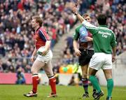 15 January 2005; Anthony Horgan, Munster, after scoring a try, signalled by referee Joel Jutge. Heineken European Cup 2004-2005, Round 6, Pool 4, NEC Harlequins v Munster, Twickenham, England. Picture credit; Brendan Moran / SPORTSFILE