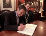 15 January 2005; Shelbourne Manager Pat Fenlon, the eircom / Soccer Writers Association of Ireland 'Personality of the Year' award winner, at a Civic Reception in the City Hall, Cork. Picture credit; Ray McManus / SPORTSFILE