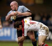 16 January 2005; John Yapp, Cardiff Blues, in action against Andrew Maxwell, Ulster. Heineken European Cup 2004-2005, Round 6, Pool 6, Cardiff Blues v Ulster, Cardiff Arms Park, Cardiff, Wales. Picture credit; Brian Lawless / SPORTSFILE
