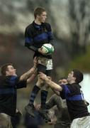17 January 2005; Mark Johnson, Mount Temple, wins possession in the line-out. Vinnie Murray Senior Cup Replay, Mount Temple v Presentation College Bray, Sydney Parade, Dublin. Picture credit; Damien Eagers / SPORTSFILE
