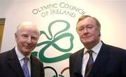 18 January 2005; Pat Hickey, President of the Olympic Council of Ireland and the Minister for Art, Sport and Tourism, John O'Donoghue T.D., at the opening of the first permanent Headquarters of the Olympic Council of Ireland in Howth, Co. Dublin. Picture credit; Damien Eagers / SPORTSFILE