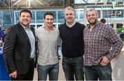 16 November 2013; From left, Reggie Corrigan, David Wallace, Victor Costello and  Peter Bracken, at the inaugural IRUPA Clubhouse for Past Players hosted by MSL Ballsbridge Motors. More than 40 past players attended the Clubhouse, the first in a series of social rugby networking events to be hosted by IRUPA across the season. As well as networking, the IRUPA Clubhouse will deliver alumni services to past professional players, ensuring they have access to the same player services available to current players, including career & education, personal development, financial planning and wellbeing. MSL, Ballsbridge, Dublin. Photo by Sportsfile