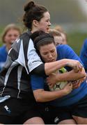 16 November 2013; Anna O'Neill, Leinster, is tackled by Kayleigh Hopkins, Connacht. Girls U18 Interprovincial Blitz, Westmanstown RFC, Westmanstown, Co. Dublin. Picture credit: Barry Cregg / SPORTSFILE