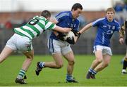 17 November 2013; Conor McGrath, Cratloe, supported by team-mate Podge Collins, in action against James O'Mahoney, Ballinacourty. AIB Munster Senior Club Football Championship, Semi-Final, Cratloe, Clare v Ballinacourty, Waterford. Cusack Park, Ennis, Co. Clare. Picture credit: Diarmuid Greene / SPORTSFILE